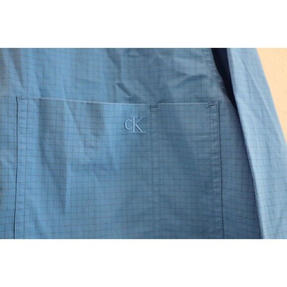 Calvin Klein 40HM106 Men's Sz M Palace Blue Check-Print Easy Button-Up Shirt - Picture 7 of 9